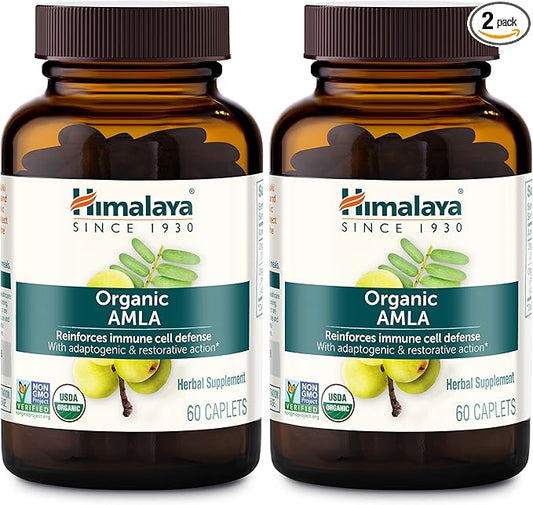 Himalaya Organic Amla/Amalaki for Active Immune Support and Cellular Defense, 600 mg, 60 Caplets, 2 Month Supply, 2 Pack