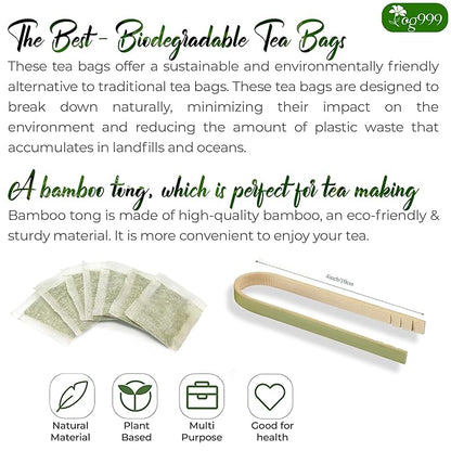 TOG999 100 Tea Bags Relieves Constipation Natural Tea, Blend of Senna Leaves - Peppermint - Licorice - Fennel, 100% Natural Ingrendients, Hand-made Herbal Tea, No Sugar, No Caffeine, No Gluten, Vegan.