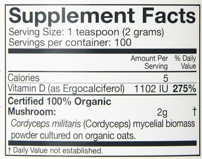 Om Organic Mushroom Superfood Powder, Cordyceps, 100 Servings, Energy and Endurance Support Supplement, 7.05 Ounce (Pack of 1)