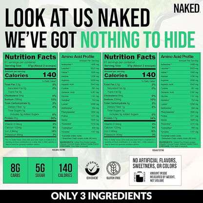 NAKED Pea - Vanilla Pea Protein - Pea Protein Isolate from North American Farms - 5lb Bulk, Plant Based, Vegetarian & Vegan Protein. Easy to Digest, Non-GMO, Gluten Free, Lactose Free, Soy Free