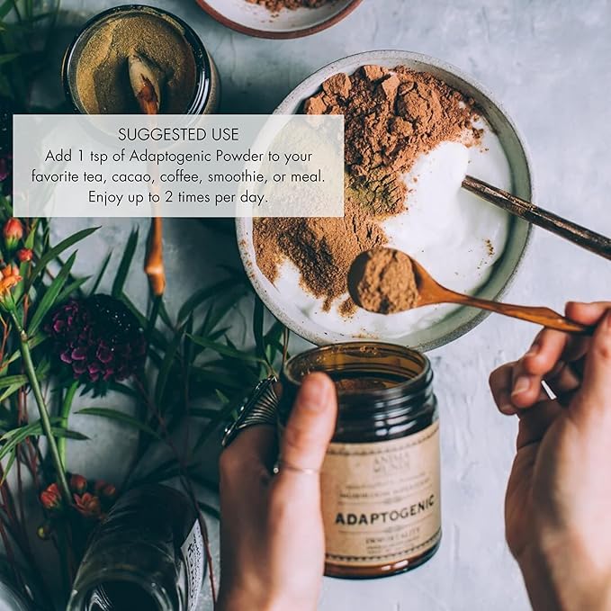 Anima Mundi Apothecary Organic Mushroom Supplement - Adaptogenic Mushrooms + Cacao - Uplifting Powder with Organic Lion's Mane, Shiitake, Chaga & More - Add to Coffee, Tea & Smoothies (4oz / 113g)