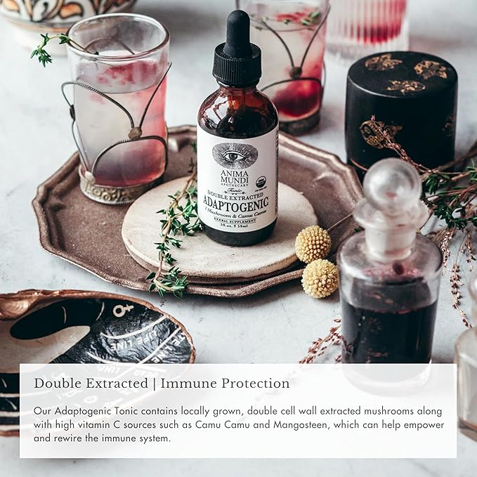 Anima Mundi Apothecary Adaptogenic 7 Mushroom Drops - with Organic Mushroom Extracts - Liquid Immune Support Tincture with Reishi, Lion's Mane, Cordyceps & Chaga Mushroom Liquid Extract (2oz)