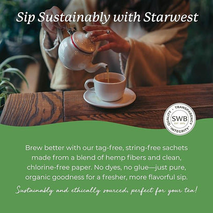 Starwest Botanicals Organic Nettle Leaf Tea - Caffeine Free Herbal Tea, Promotes Calm, USDA Organic Nettle Leaf, String Free Sachets, Non GMO - Bulk Pack, 100 Tea Bags