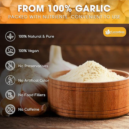 Lavendium, Premium 25oz Garlic Powder, 100% Natural and Pure from Garlic, Rich Flavor, Perfect for Cooking & Seasoning, No Additives, No Gluten, No Sugar, Vegan