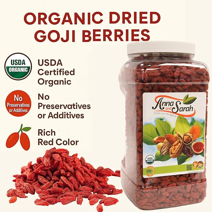 Organic Dried Goji Berries 64 Oz Jar 1 Pack | Bulk Supply of Goji Berry Fruit Superfood | Naturally Rich in Antioxidants to Support Healthy Skin | Raw, Natural, Vegan, Non-GMO,
