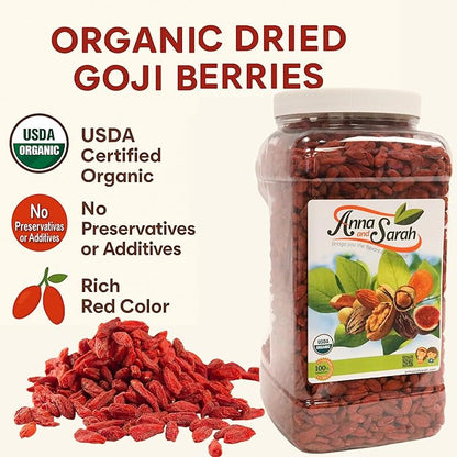 Organic Dried Goji Berries 64 Oz Jar 1 Pack | Bulk Supply of Goji Berry Fruit Superfood | Naturally Rich in Antioxidants to Support Healthy Skin | Raw, Natural, Vegan, Non-GMO,
