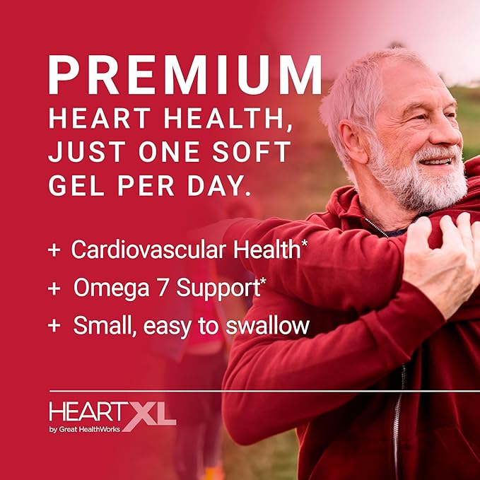HeartXL High Potency Omega-7 Blend Cardiovascular Health Support - Promotes Healthy Metabolism - Gluten-Free Heart Health Supplement - 30 Soft Gels