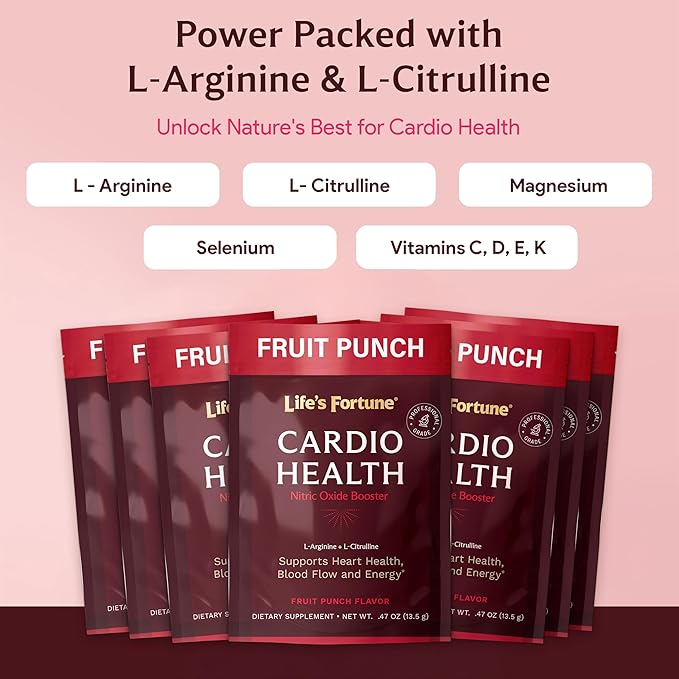 Life's Fortune L Arginine L Citrulline Supplement Powder - High Potency Nitric Oxide Supplement Booster with Natural Fruit Punch Flavor (7 Servings (Pack of 1)