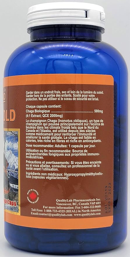 Chaga Gold 500 mg 360 vegecaps (Made in Canada)