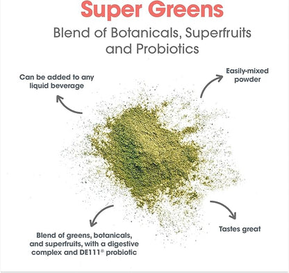 Allergy Research Group Super Greens - Superfood Green Powder with Spirulina, Chlorellla and Oat Grass, Clinically-Studied Probiotic Support for Women and Men - 8.45 oz (240 g)