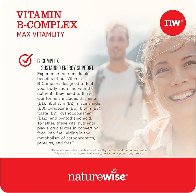 NatureWise Vitamin B12 1,000 mcg and Vitamin B Complex for Cellular Energy, Mental Clarity, Maximum Vitality - 60 Softgels Each