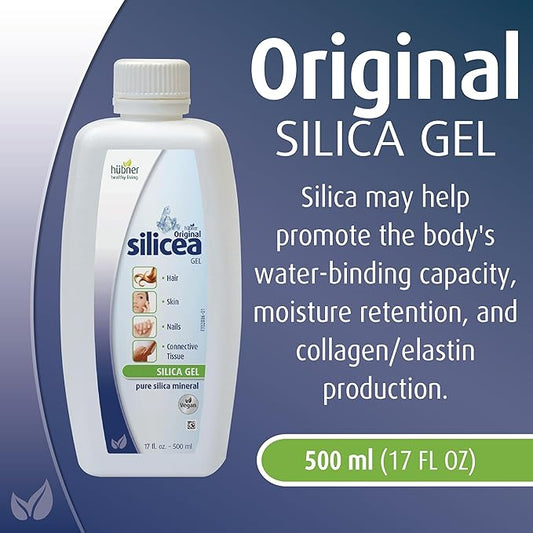 Hübner Original Silicea Gel 17 fl oz / 500 ml, 3 Pack, for Hair, Skin, Nails, and Connective Tissue, Pure Colloidal Silica Gel Formula, No Additives or Preservatives