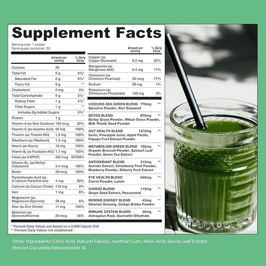 Best Tasting Super Greens Powder with 40+ Superfoods – Delicious Daily Green Powder with Vitamin B12, Zinc, Vitamin C, Magnesium & Calcium – Green Juice Superfood Mix - Cherry Flavor