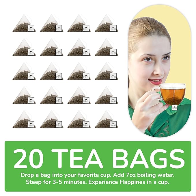 BREWIX, Moroccan Mint Tea (20 Pyramid Tea Bags) | Soothes Your Belly | Calming, Fresh and Cool | Caffeine Free Herbal Tea | No Sugar & No Caffeine