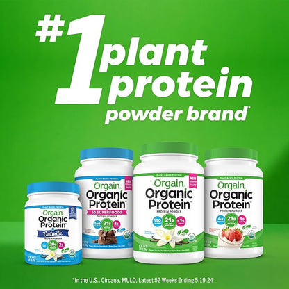 Orgain Organic Vegan Protein Powder, Iced Coffee - 21g Plant Protein, 60mg of Caffeine, Low Net Carb, No Lactose Ingredients, No Added Sugar, Non-GMO, For Shakes & Smoothies, 2.03 lb
