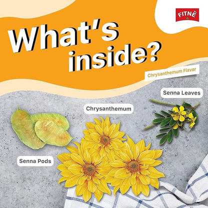 FITNE Chrysanthemum Herbal Tea Senna Infusion Smooth Mild Soothing Beverage Natural Gentle Detox Cleanse No Calories Caffeine Free, 15 Tea Bags