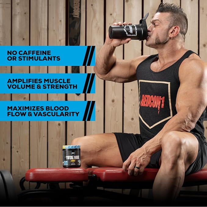 REDCON1 Non Stim & Caffeine Free Pre Workout Powder for Women & Men - Total War Pump - with L-Citrulline, Beta Alanine & More - Workout at Any Time of Day - Plum Fusion (10.79 oz)