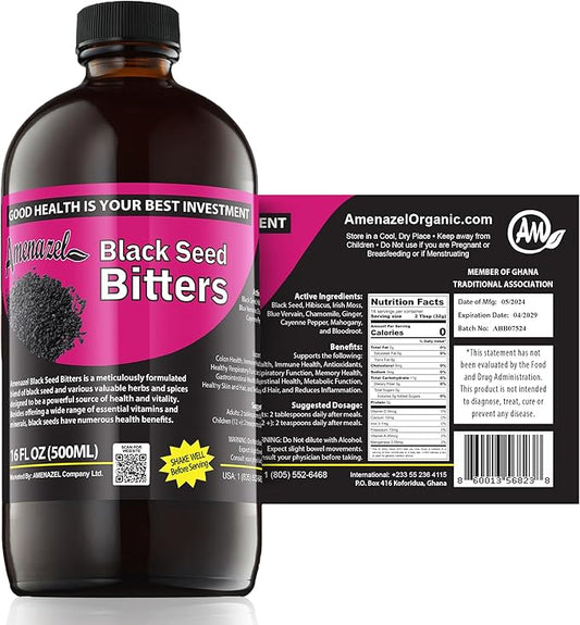 Amenazel Organic Black Seed Bitters, 16 fl oz.