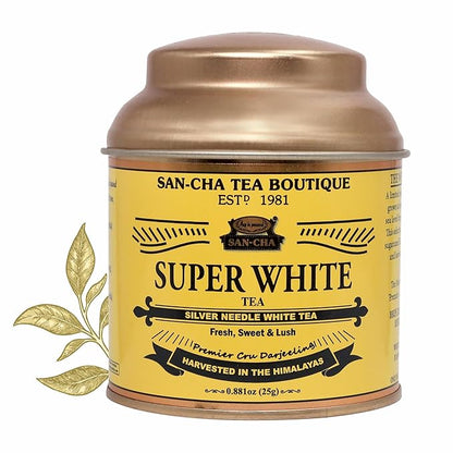 Sancha Tea Boutique Super White Tea | Silver Needle White Tea | 25g Loose Leaves from Darjeeling | Rich in Antioxidants | Sweet & Delicate Luxury Tea