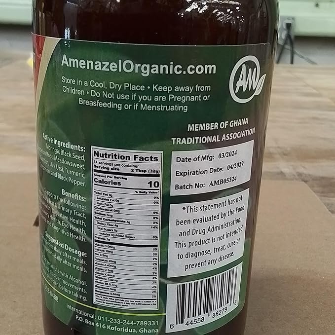 Amenazel Organic Moringa Bitters, 16 fl oz