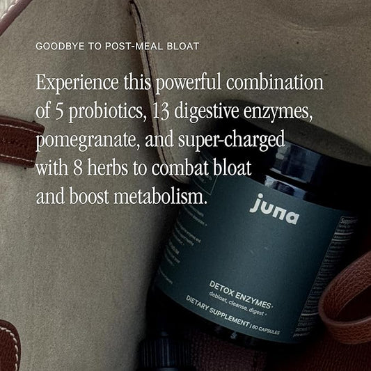 Juna Detox Digestive Enzymes & Probiotic - Fast-Acting Relief for Bloat, Gas, Indigestion & Discomfort - Promotes Healthy Digestion, Regularity & Gut Health