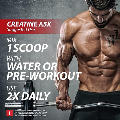 iSatori Creatine A5X with Creatine Monohydrate & Betaine Anhydrous for Muscle Growth, Strength Building, & Recovery - Dietary Supplement for Training & Weight Lifting - Unflavored (50 Servings)