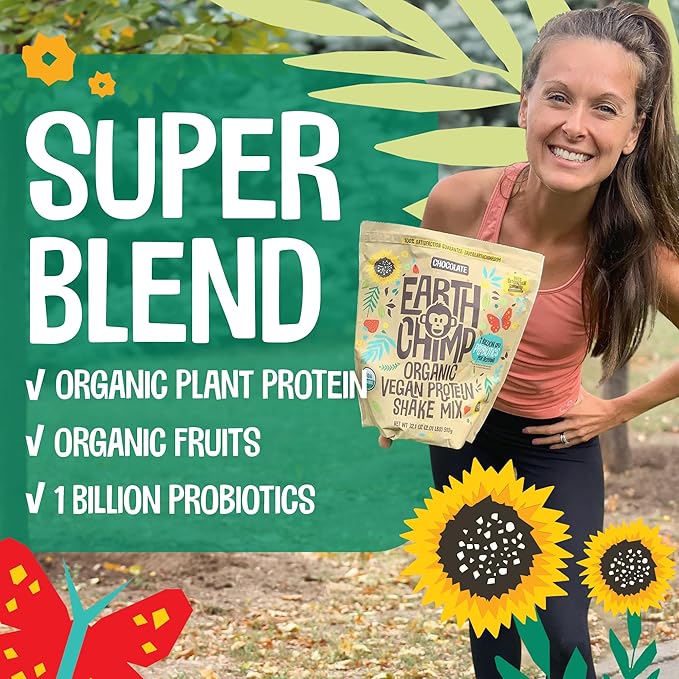 Organic Vegan Protein Powder - with Probiotics - Non GMO, Dairy Free, Non Whey, Plant Based Protein Powder for Women and Men, Gluten Free - 26 Servings 32 Oz (Plain & Unsweetened) No Scoop