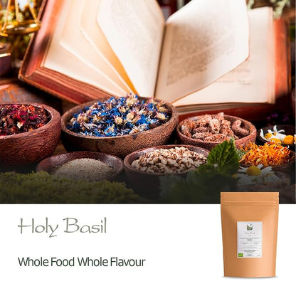 Tulsi Holy Basil Organic Tea - Sweet Green Delicacy - Herbal Thulasi or Tulasi 200g