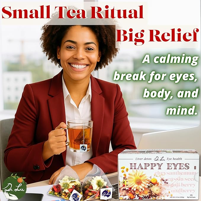 2 Pack of Dr. Lu’s Happy Eyes Tea | 100% Natural Eyebright Tea for Liver Cleanse | Liver Detox tea for Eye Health Made in US