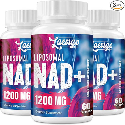 Liposomal NAD+ Supplement 1200mg High Absorption, Cellular Energy & Mitochondrial Support, NAD Plus for Longevity & Vitality, Anti-Aging Formula, 180 Softgels