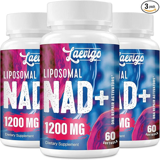 Liposomal NAD+ Supplement 1200mg High Absorption, Cellular Energy & Mitochondrial Support, NAD Plus for Longevity & Vitality, Anti-Aging Formula, 180 Softgels