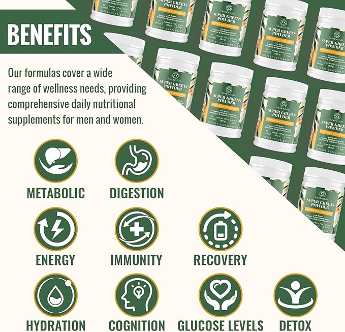 Electrolytes Powder Plus Super Greens & Tonic Herbs - Low Sugar Electrolyte Drink Mix for Hydration, Energy, Gut & Immune - with Shilajit, Chlorella, Organic Greens, Adaptogens -Unflavored-30 Servings