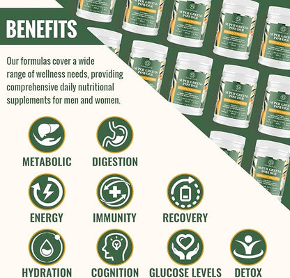 Electrolytes Powder Plus Super Greens & Tonic Herbs - Low Sugar Electrolyte Drink Mix for Hydration, Energy, Gut & Immune - with Shilajit, Chlorella, Organic Greens, Adaptogens -Unflavored-30 Servings