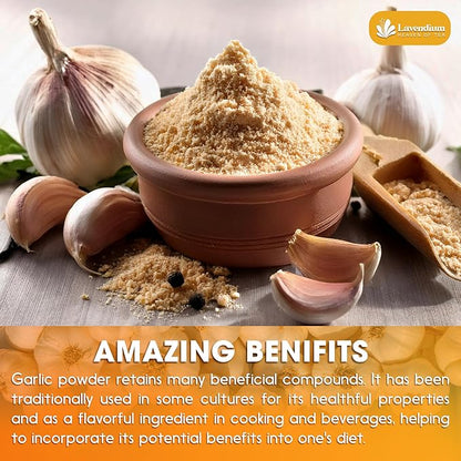 Lavendium, Premium 25oz Garlic Powder, 100% Natural and Pure from Garlic, Rich Flavor, Perfect for Cooking & Seasoning, No Additives, No Gluten, No Sugar, Vegan