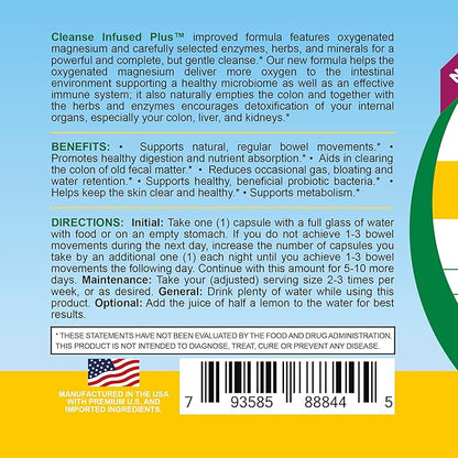 Life Infused Cleanse Infused Plus - Premium Natural Colon Cleanser with Oxygenated Magnesium, Herbs, and Enzymes, Helps Relieve Constipation Gently, Detoxifies Blood, Colon, Liver & Kidneys (90 Caps)