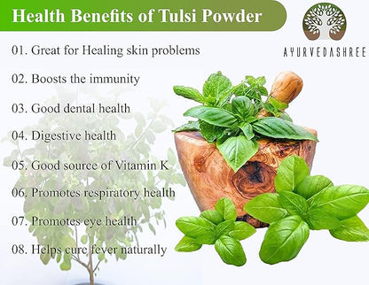 Tulsi Powder Holy Basil Powder 100 Gm | Ocimum Sanctum | Tulsi Leaves Powder | Tulsi Leaf | Vegan | Non GMO | Gluten Free