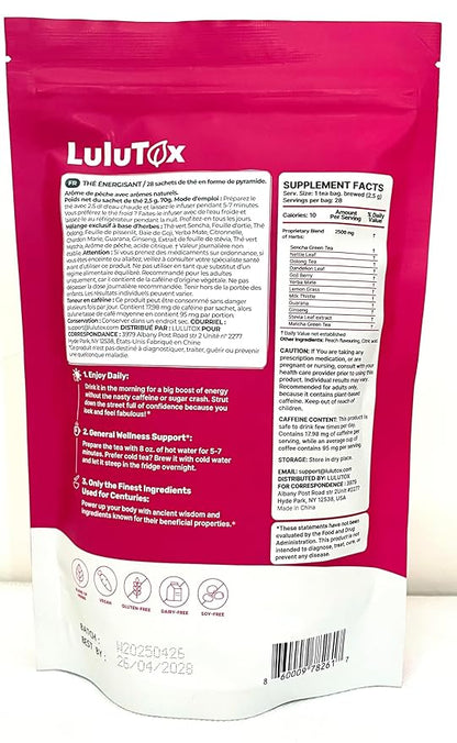 Detox Tea - Herbal Blend with Dandelion, Ginseng, and Ginger - Supports A Healthy Weight, Digestive Health - Vegan, All Natural, Laxative-Free - Peach Flavor (3 Pack x 28 Servings)