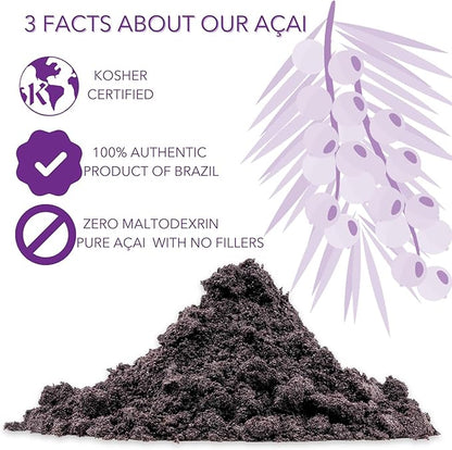 Slofoodgroup Freeze Dried Açaí Powder - Pure Acai Powder from Brazil (3 oz. Açaí), Acai Fruit Powder