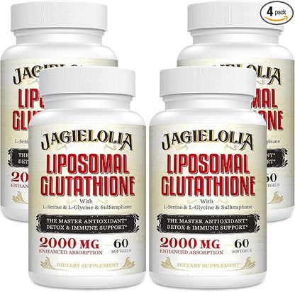 Liposomal Glutathione 2000 mg with L-Serine, L-Glycine & Sulforaphane – Active L-Glutathione Unique Formulation to Enhance Absorption - Master Antioxidant, Detoxifying & Immune | 240 Softgels