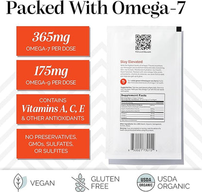 sibu Sea Buckthorn Omega-7 Softgels (90-Day Refill Sachet) – Supplement for Healthy Skin, Hair, Nails and Dryness