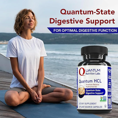 Quantum Nutrition Labs Quantum Betaine HCL - Betaine Hydrochloride, Betaine Hydrochloric Acid Supplement for Optimal Digestive Function and Low Stomach Acid, Betaine-HCL - 90 Plant-Based Capsules