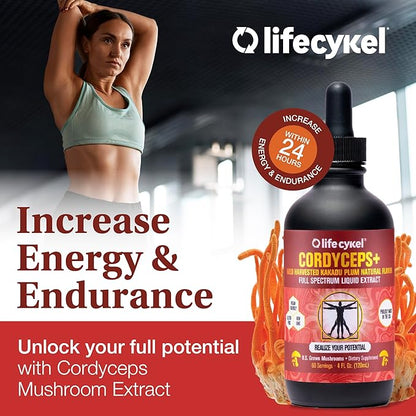 Life Cykel This is It Pack - Chaga, Lions Mane & Cordyceps Mushroom Extract - Full-Spectrum Mushroom Tincture for Energy, Mental Clarity & Immune Support - Vegan, Non-GMO- 2Fl/Oz Per Bottle