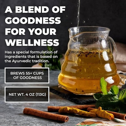 Gardenika Organic Flamma-tea Loose Leaf Tea | Premium Turmeric Ginger Blend with Cinnamon, Peppermint & Black Pepper | 100% Natural, Caffeine Free Herbal Wellness Tea | 4oz (113g)