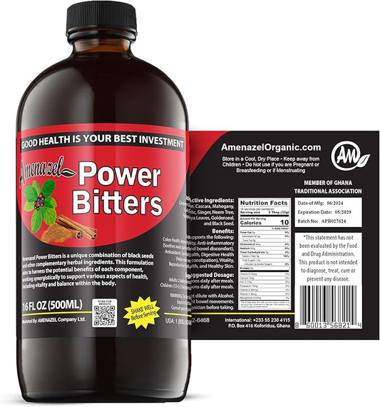 Amenazel Organic Power Bitters, 16 fl oz.