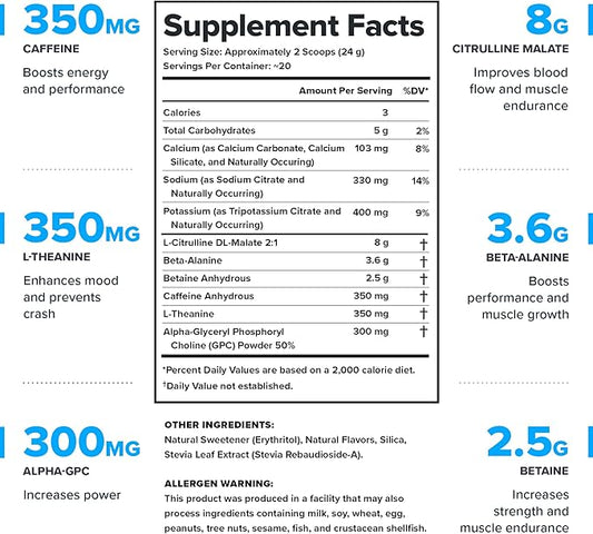 LEGION- All Natural Nitric Oxide Preworkout Drink to Boost Energy, Creatine Free, Naturally Sweetened, Beta Alanine, Citrulline, Alpha GPC (Arctic Blast)