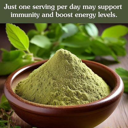 Ancient Roots Tulsi Powder - 100% Pure & Natural, Non-GMO, Gluten-Free, Finely Ground Holy Basil for Teas, Smoothies, and Recipes, 10.5 oz Resealable Bag
