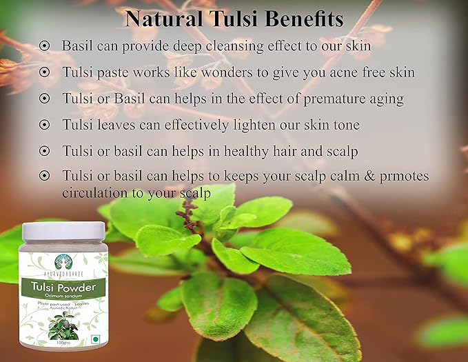 Tulsi Powder Holy Basil Powder 100 Gm | Ocimum Sanctum | Tulsi Leaves Powder | Tulsi Leaf | Vegan | Non GMO | Gluten Free