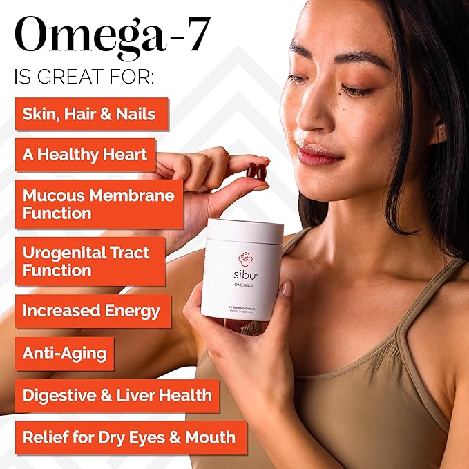 sibu Sea Buckthorn Omega-7 Softgels Starter Kit (60ct, 30 Day Supply) – Supplement for Healthy Skin, Hair, Nails and Dryness