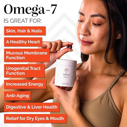 sibu Sea Buckthorn Omega-7 Softgels Starter Kit (60ct, 30 Day Supply) – Supplement for Healthy Skin, Hair, Nails and Dryness