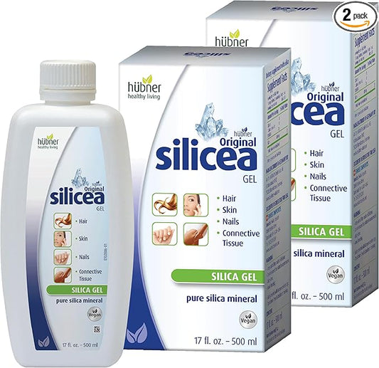 Hübner Original Silicea Gel 17 fl oz / 500 ml, 2 Pack, for Hair, Skin, Nails, and Connective Tissue, Pure Colloidal Silica Gel Formula, No Additives or Preservatives
